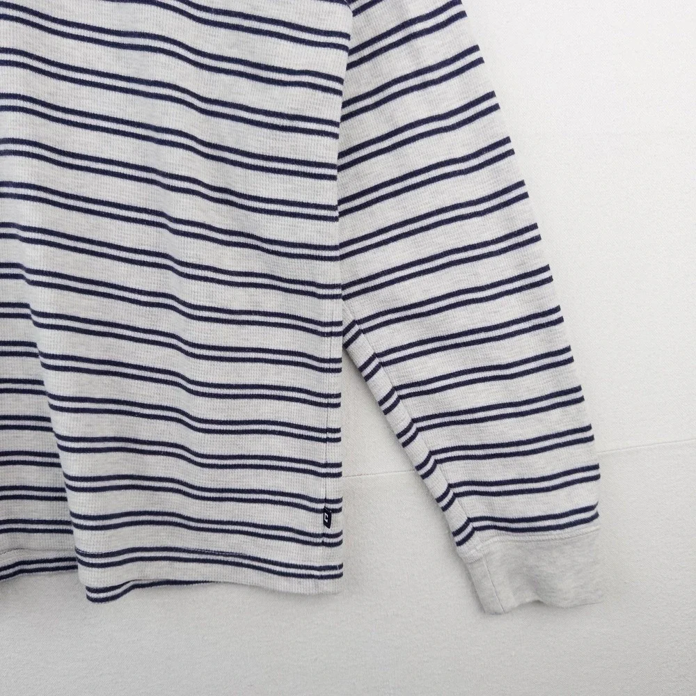 Chaps Ralph Lauren Men's XL Gray Blue Stripe Henley Shirt Long Sleeve *Pinhole